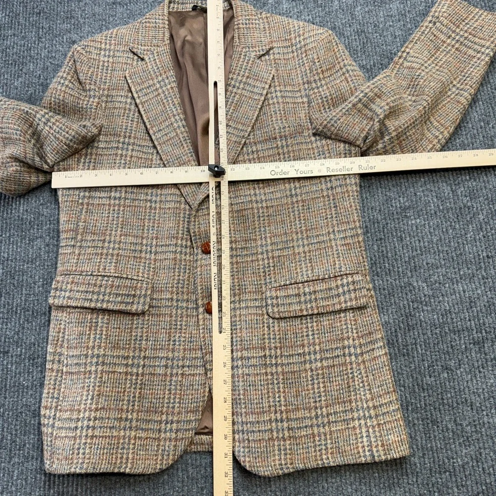 VTG Filenes Tweed Blazer Mens‎ 40 Brown Plaid Wool Sport Coat Jacket Old Money